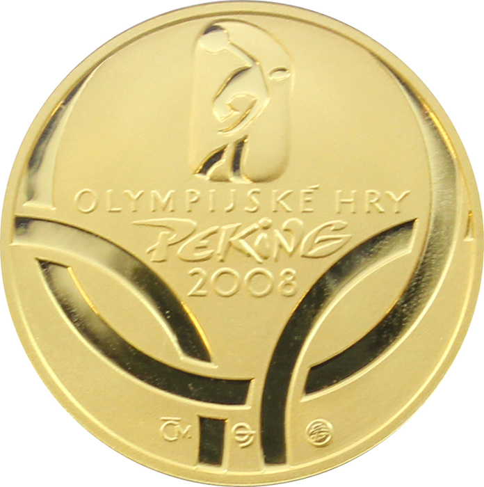 Přední strana Zlatá čtvrtuncová medaile Olympijské hry Peking 2008 Proof