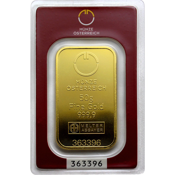 50g Münze Österreich Investičná zlatá tehlička