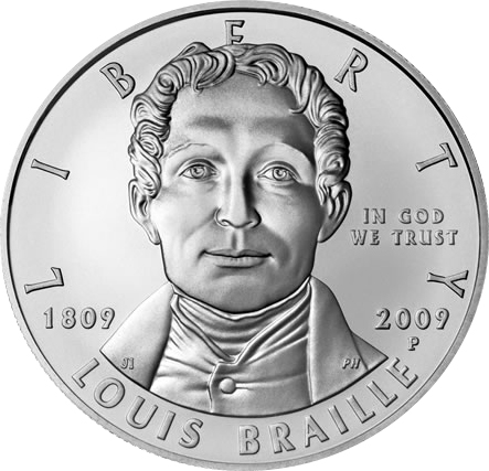 Stříbrná mince Louis Braille 2009 UNC