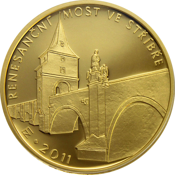 Zlatá mince 5000 Kč Renesanční most ve Stříbře 2011 Proof