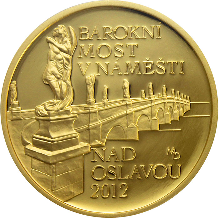 Zlatá mince 5000 Kč Barokní most v Náměšti nad Oslavou 2012 Proof 