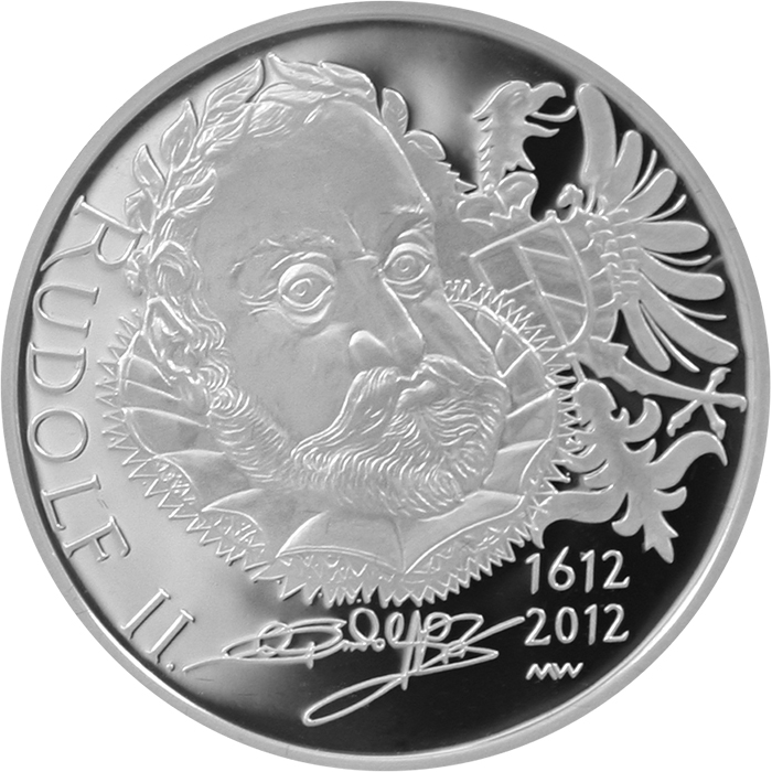 Přední strana Stříbrná mince 200 Kč Rudolf II. 400. výročí úmrtí 2012 Proof 