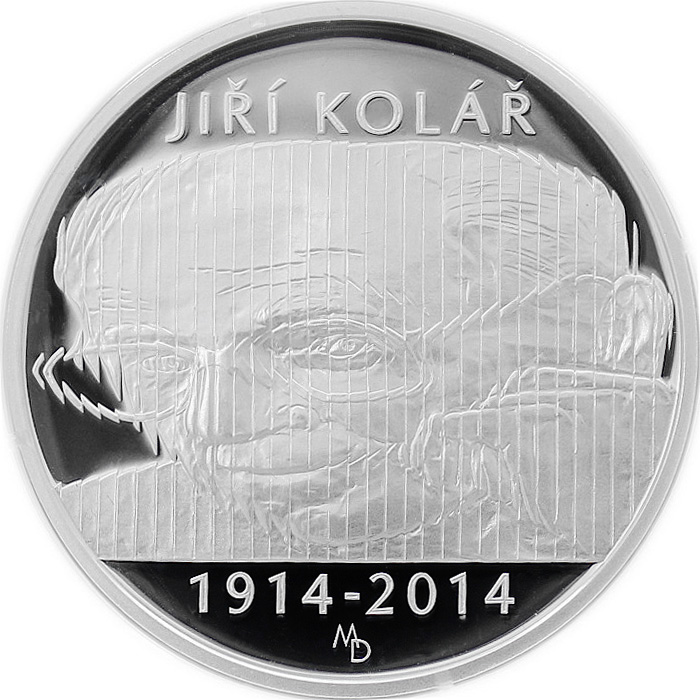 Stříbrná mince 500 Kč Jiří Kolář 100. výročí narození 2014 Proof