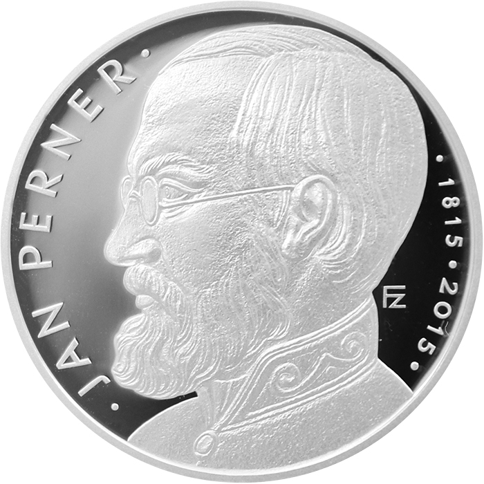 Přední strana Stříbrná mince 200 Kč Jan Perner 200. výročí narození 2015 Proof