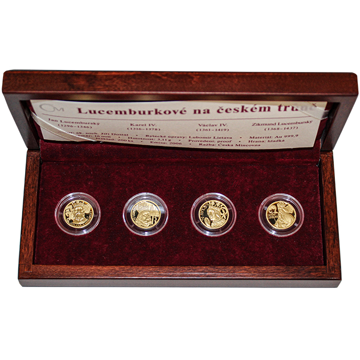 Sada 4 zlatých medailí Lucemburkové na českém trůně 2006 Proof