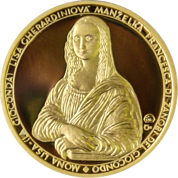 Zlatá čtvrtuncová medaile Leonardo da Vinci a Mona Lisa 2002 Proof