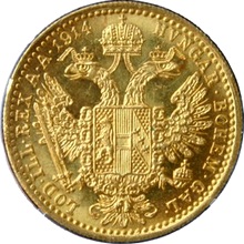 Zlatá mince Dukát Františka Josefa I. 1914