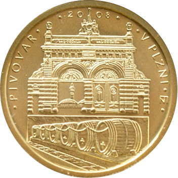 Zlatá mince 2500 Kč Pivovar v Plzni 2008 Standard 