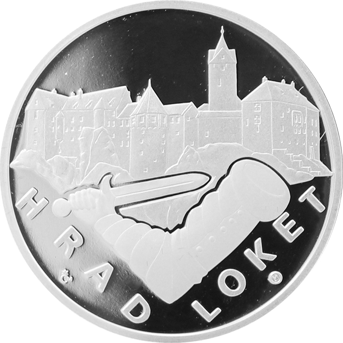 Přední strana Hrad Loket stříbrná medaile 2011 1 Oz Proof