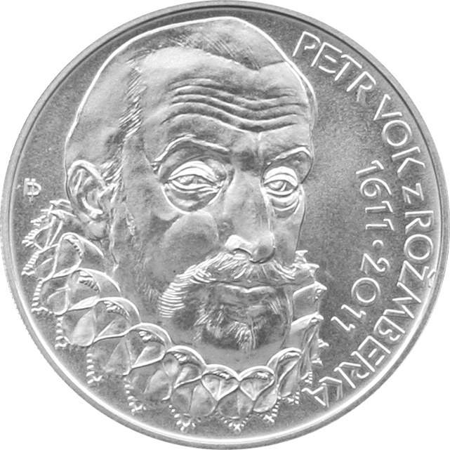Stříbrná mince 200 Kč Petr Vok z Rožmberka 400. výročí úmrtí 2011 Standard 