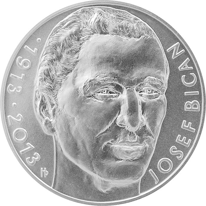 Přední strana Stříbrná mince 200 Kč Josef Bican 100. výročí narození 2013 Standard 