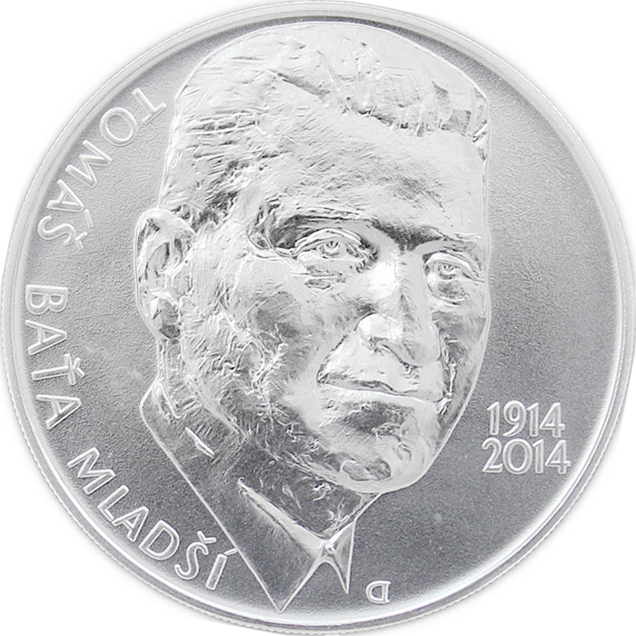 Stříbrná mince 200 Kč Tomáš Baťa ml. 100. výročí narození 2014 Standard