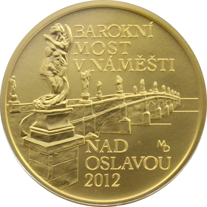 Zlatá mince 5000 Kč Barokní most v Náměšti nad Oslavou 2012 Standard 