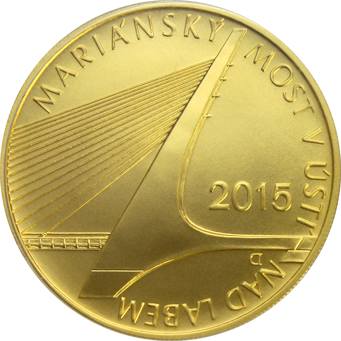 Zlatá mince 5000 Kč Mariánský most v Ústí nad Labem 2015 Standard