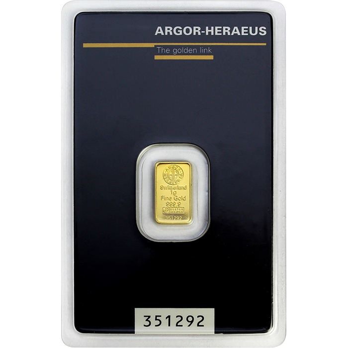1g Argor Heraeus SA Švajčiarsko Investičná zlatá tehlička