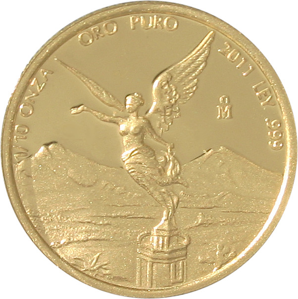 Přední strana Zlatá investiční mince Mexico Libertad 1/10 Oz 