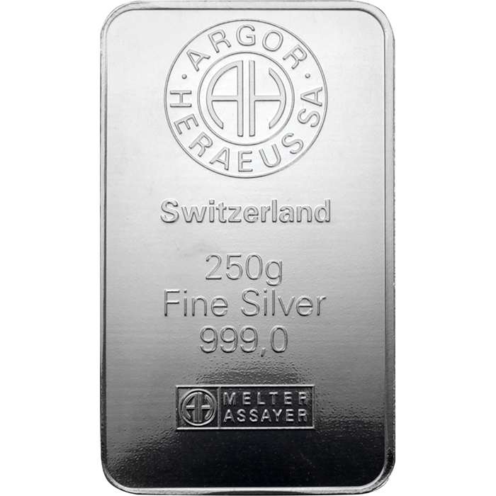 250g Argor Heraeus SA Švýcarsko Investiční stříbrný slitek