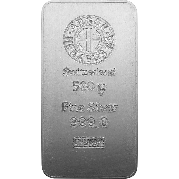 500g Argor Heraeus SA Švýcarsko Investiční stříbrný slitek