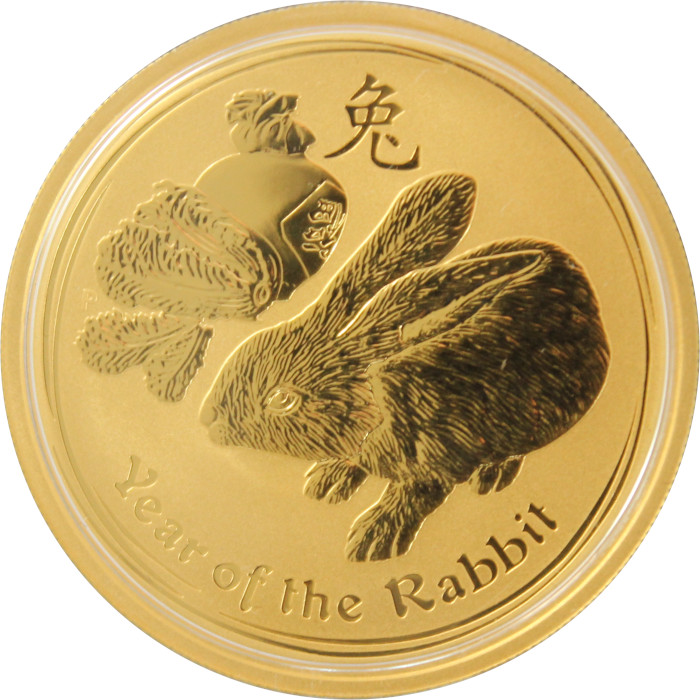 Zlatá investiční mince Year of the Rabbit Rok Králíka Lunární 1 Oz 2011 