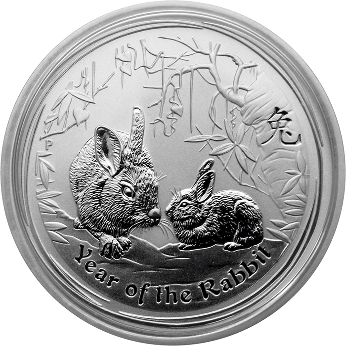 Strieborná investičná minca year of the rabbit Rok Králika Lunárny 1/2 Oz 2011