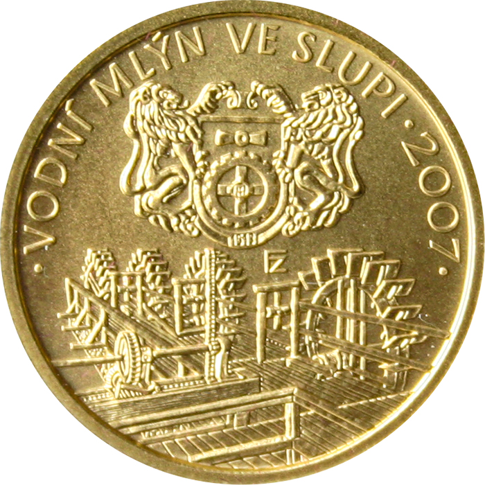 Zlatá mince 2500 Kč Vodní mlýn ve Slupi 2007 Standard 