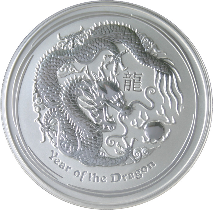 Stříbrná investiční mince Year of the Dragon Rok Draka Lunární 5 Oz 2012  