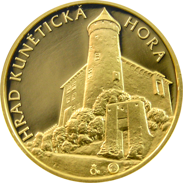 Zlatá čtvrtuncová medaile Hrad Kunětická hora 2012 Proof