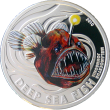 Přední strana Strieborná minca Deep Sea Fish čertotvaré 2010 Proof Pitcairn Islands