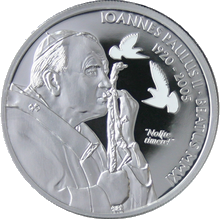 Strieborná minca Beatifikace Papež Jan Pavel II 2011 Proof Palau