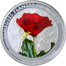Postříbřená mince Růže 2011 Proof Benin 