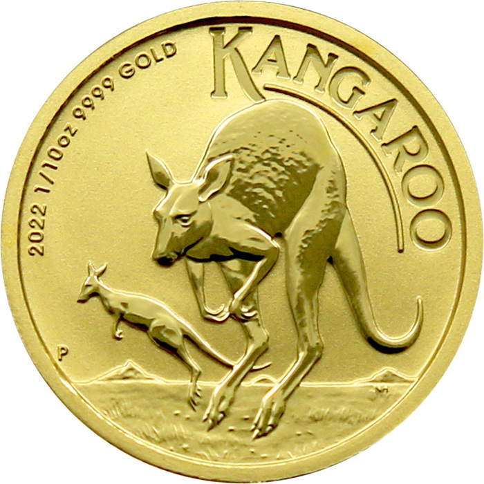 Zlatá investiční mince Kangaroo Klokan 1/10 Oz 