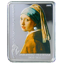 Stříbrná mince Jan Vermeer Dívka s perlovou naušnicí 2009 Proof 