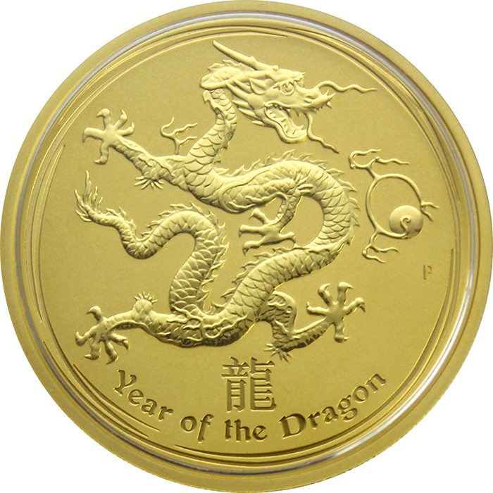 Zlatá investiční mince Year of the Dragon Rok Draka Lunární 1 Oz 2012 