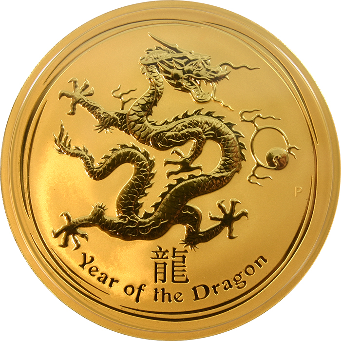 Zlatá investiční mince Year of the Dragon Rok Draka Lunární 10 Oz 2012 