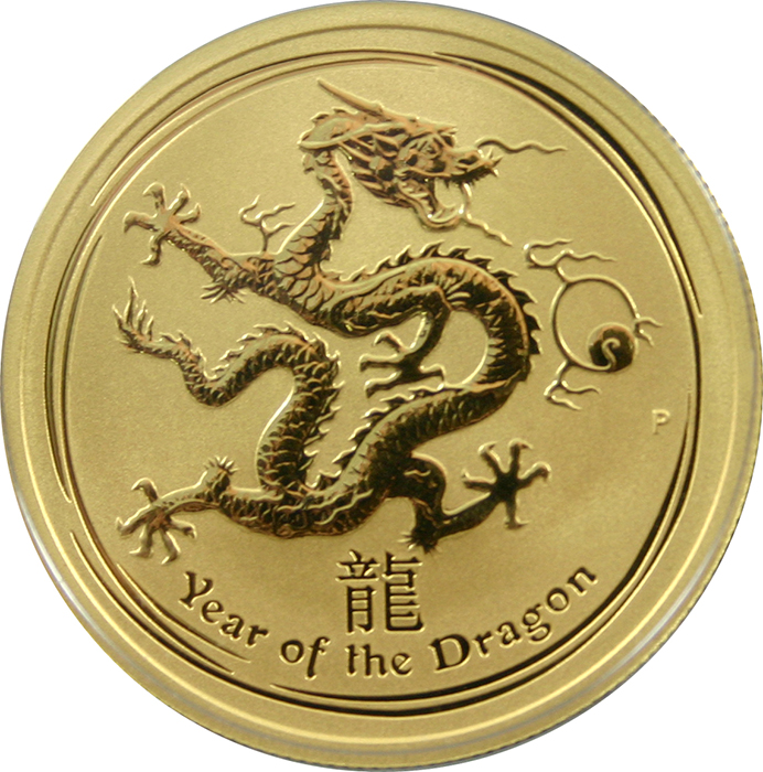 Zlatá investičná minca Year of the Dragon Rok Draka Lunárny 1/2 Oz 2012 