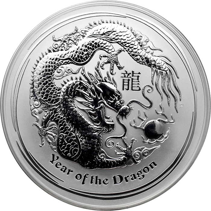 Stříbrná investiční mince Year of the Dragon Rok Draka Lunární 10 Oz 2012 