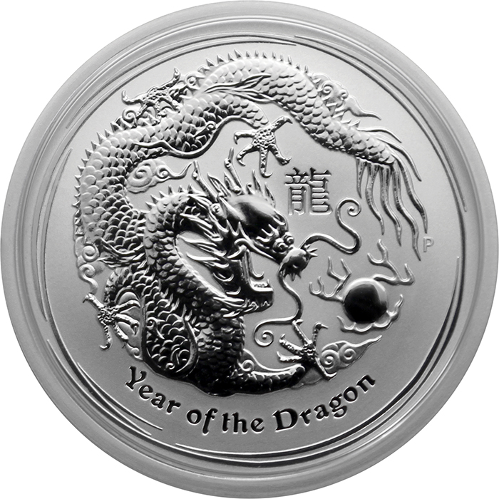 Strieborná investičná minca Year of the Dragon Rok Draka Lunárny 1/2 Oz 2012