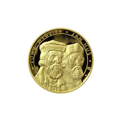 Zlatá investiční mince 50 NZD Jan Hus a John Wycliff 2011 Proof