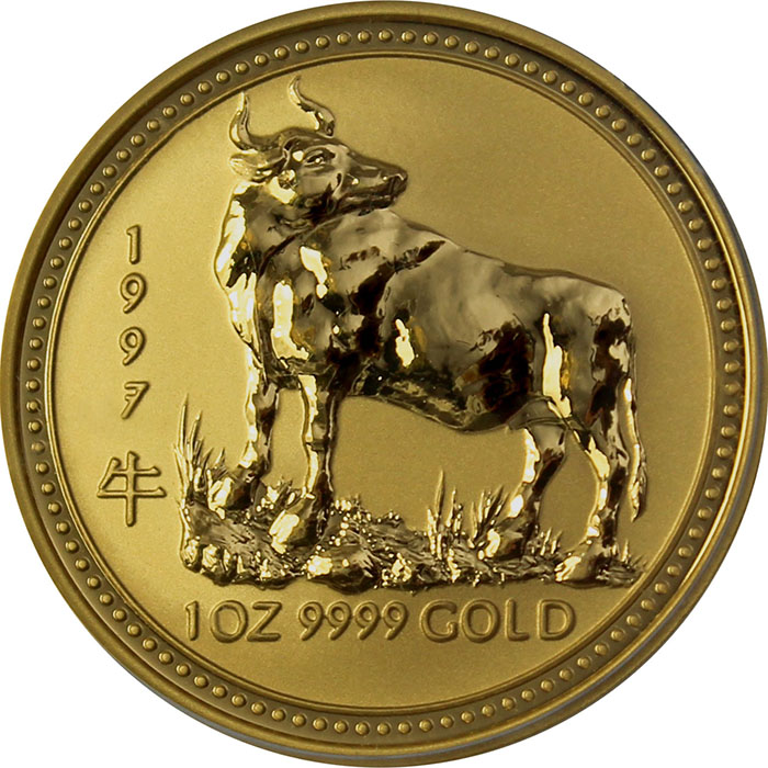 Zlatá investiční mince Year of the Ox Rok Buvola Lunární 1 Oz 1997 