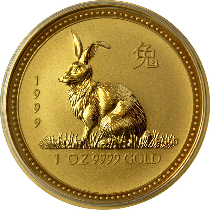 Zlatá investiční mince Year of the Rabbit Rok Králíka Lunární 1 Oz 1999 