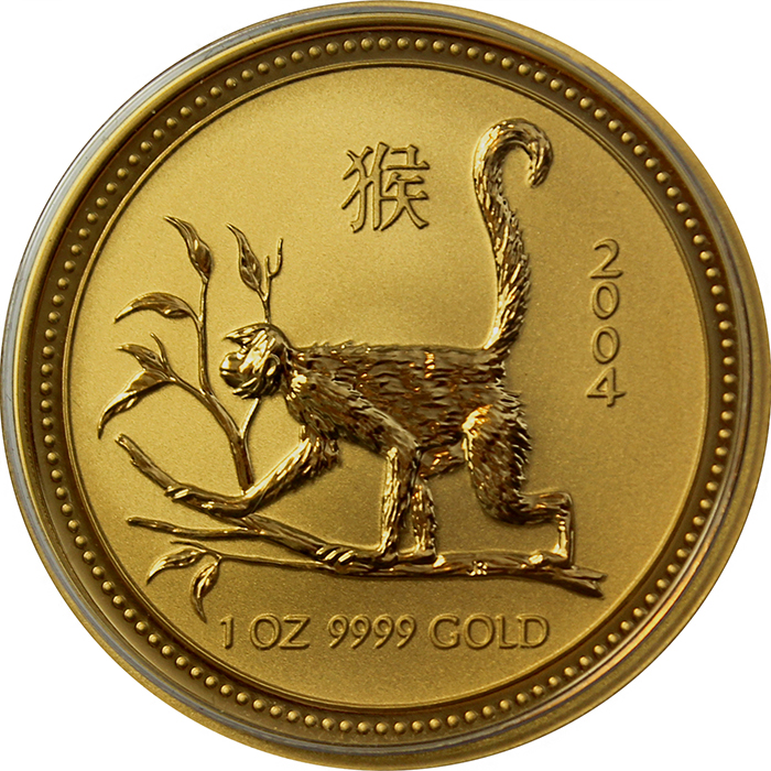 Zlatá investičná minca Year of the Monkey Rok Opice Lunárny 1 Oz 2004