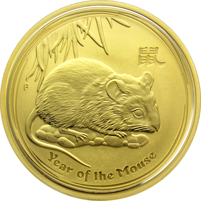 Zlatá investičná minca Year of the Mouse Rok Myši Lunárny 1 Oz 2008