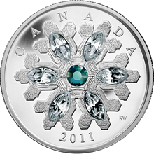 Stříbrná mince Sněhová vločka Smaragd 2011 Proof  (.9999)