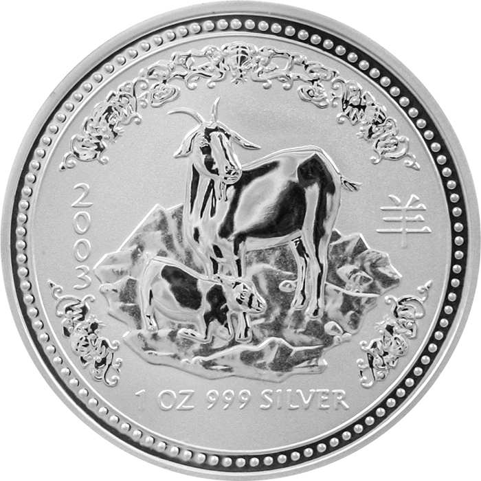 Stříbrná investiční mince Year of the Goat Rok Kozy Lunární 1 Oz 2003