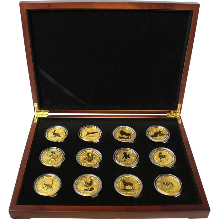 Přední strana Luxusní sada 12 zlatých mincí 1 Oz Lunární série I. 1996 - 2007 