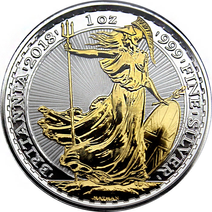 Stříbrná mince pozlacená Britannia 1 Oz