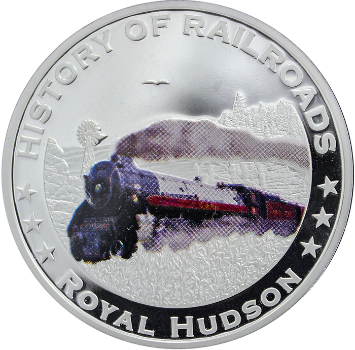 Stříbrná mince kolorovaný Royal Hudson History of Railroads 2011 Proof