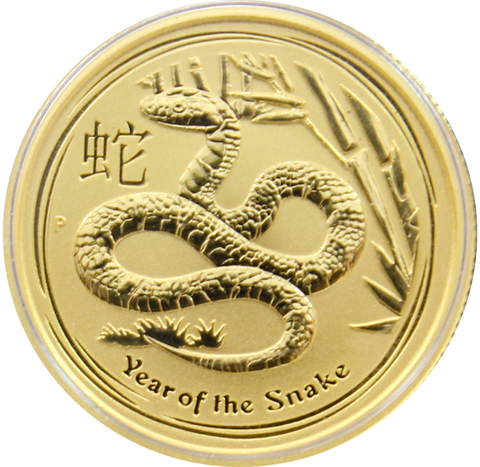 Zlatá investičná minca Year of the Snake Rok Hada Lunárny 1/4 Oz 2013