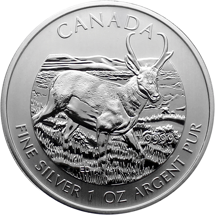 Stříbrná investiční mince Antilopa Canadian Wildlife 1 Oz 2013