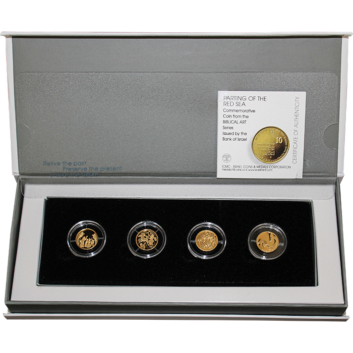 Biblické umění Sada 4 nejmenších zlatých mincí Izrael 2008 - 2011 Proof